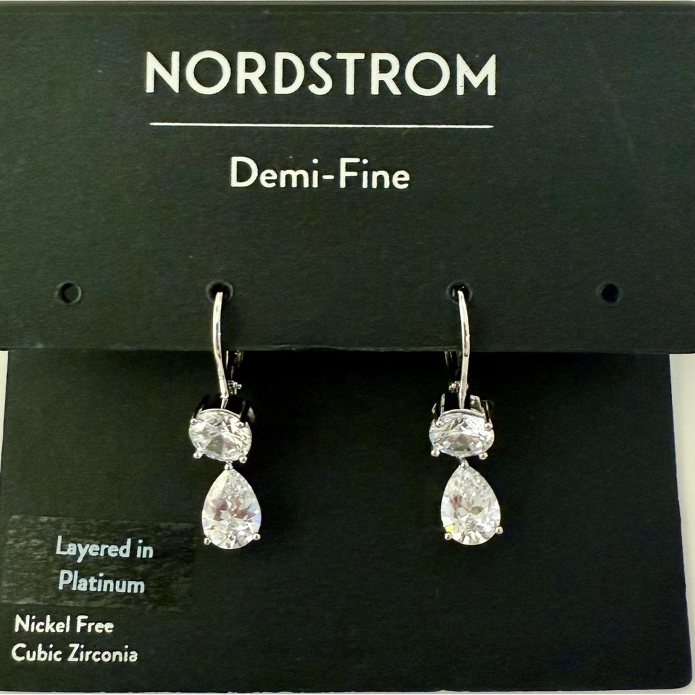 NWT! Nordstrom Demi Fine Mixed Cubic Zirconia Drop Earrings - Picture 4 of 4
